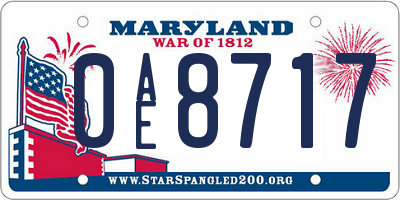 MD license plate 0AE8717