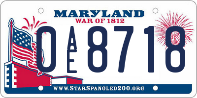 MD license plate 0AE8718