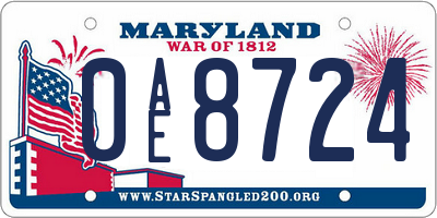 MD license plate 0AE8724