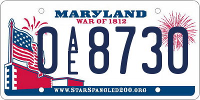 MD license plate 0AE8730