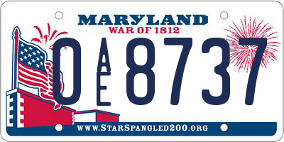 MD license plate 0AE8737
