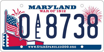 MD license plate 0AE8738