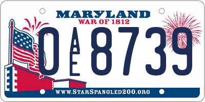 MD license plate 0AE8739