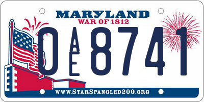 MD license plate 0AE8741
