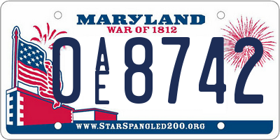 MD license plate 0AE8742