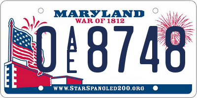 MD license plate 0AE8748