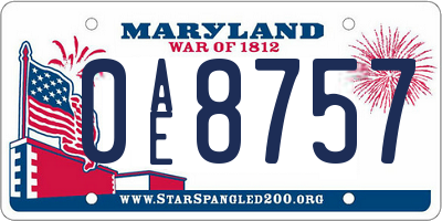 MD license plate 0AE8757
