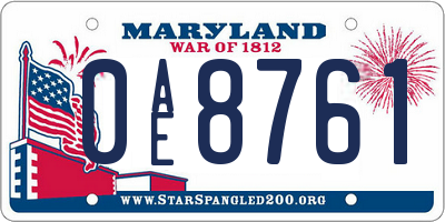 MD license plate 0AE8761