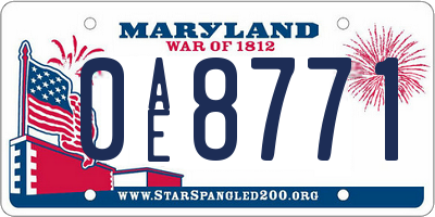 MD license plate 0AE8771
