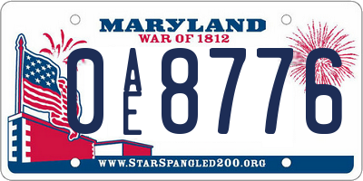 MD license plate 0AE8776