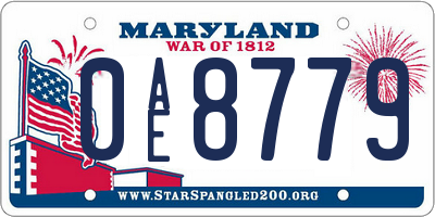 MD license plate 0AE8779