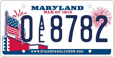 MD license plate 0AE8782