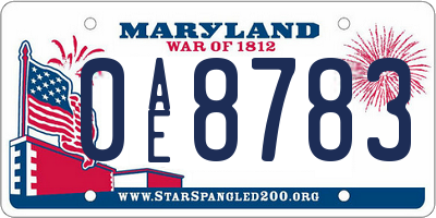 MD license plate 0AE8783