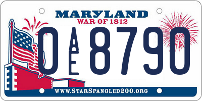 MD license plate 0AE8790