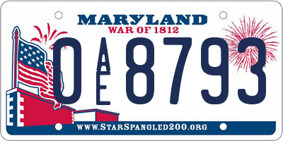 MD license plate 0AE8793