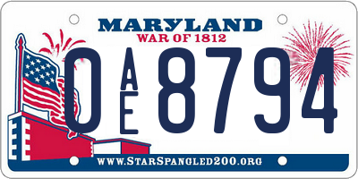 MD license plate 0AE8794