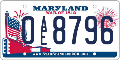 MD license plate 0AE8796