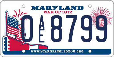 MD license plate 0AE8799