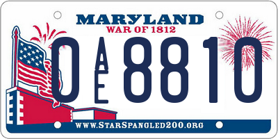 MD license plate 0AE8810