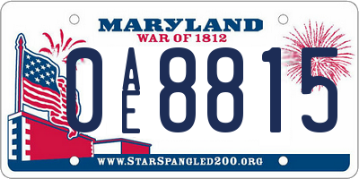 MD license plate 0AE8815