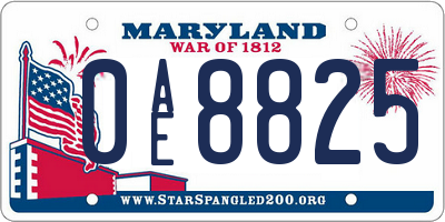 MD license plate 0AE8825