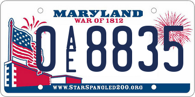 MD license plate 0AE8835