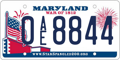 MD license plate 0AE8844