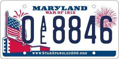 MD license plate 0AE8846