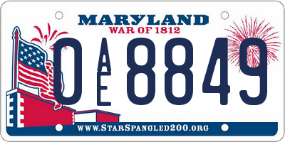 MD license plate 0AE8849
