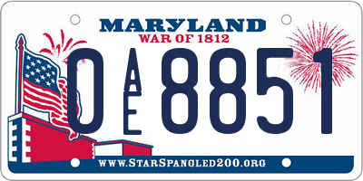 MD license plate 0AE8851