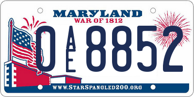 MD license plate 0AE8852