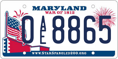 MD license plate 0AE8865