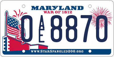 MD license plate 0AE8870