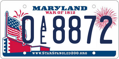 MD license plate 0AE8872