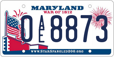 MD license plate 0AE8873