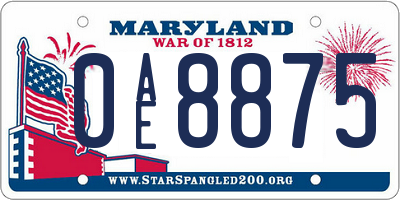MD license plate 0AE8875