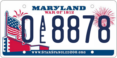 MD license plate 0AE8878