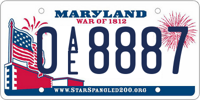 MD license plate 0AE8887