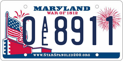 MD license plate 0AE8911