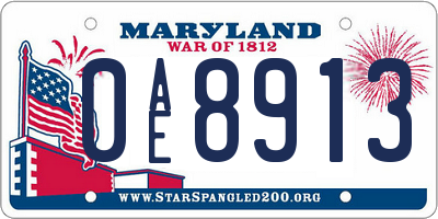 MD license plate 0AE8913