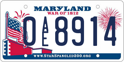 MD license plate 0AE8914