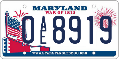 MD license plate 0AE8919