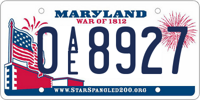 MD license plate 0AE8927