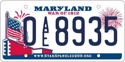 MD license plate 0AE8935