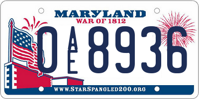 MD license plate 0AE8936