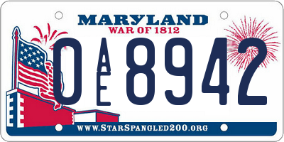 MD license plate 0AE8942