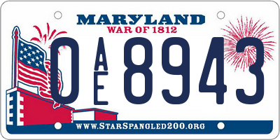 MD license plate 0AE8943