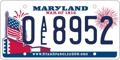 MD license plate 0AE8952