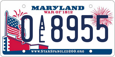 MD license plate 0AE8955