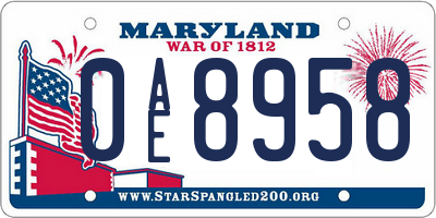 MD license plate 0AE8958
